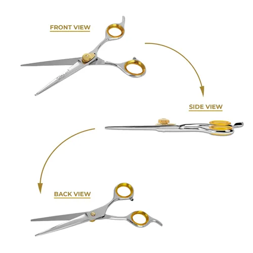 Vista 2 de SHARF Gold Touch Barber - Tijeras de peluquería de acero inoxidable japonés 440c de 6.5 pulgadas, tijeras de peluquero profesionales para hombres