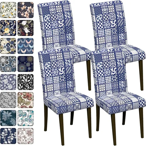 Vista 119 de Fundas para sillas de comedor CoSofSLIP, juego de 2, fundas estampadas elásticas antideslizantes, fundas extraíbles y lavables para sillas