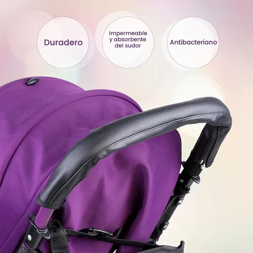 Vista 3 de Funda para manija de cochecito de bebé, fundas de cuero para reposabrazos de espuma para cochecito, funda universal para manillar, barra de agarre