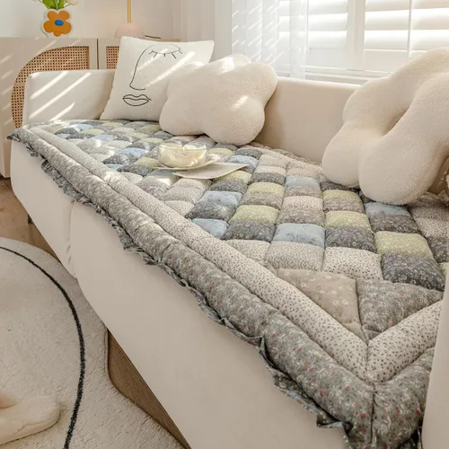 Vista 10 de vctops Funda Acolchada de Algodón Gruesa para Sofá para Perro Funda de Sofá Bohemia Hecha a Mano con Patchwork Funda de Sofá con Estampado Floral