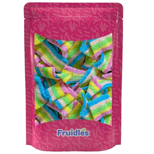 Vista 4 de Fruidles Cinturones de arcoíris ácido, caramelos de gomita multicolor, sin grasa (media libra)