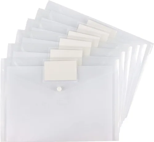 Vista 8 de Paquete de 6 carpetas transparentes para documentos, sobres de plástico, sobres de polietileno, sobres para archivos con bolsillo para etiquetas y 6