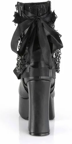 Vista 5 de MSYINGL Botas de plataforma para mujer, botas de tobillo gruesas con cremallera lateral, con cadena y corbatín, botas góticas punk de moda