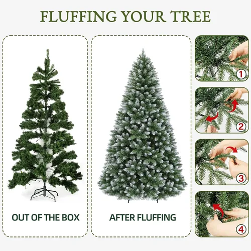 Vista 7 de Preit Árbol de Navidad artificial de 7.5 pies parcialmente Parcialmente flocado
