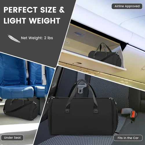 Vista 7 de Goplus Bolsa de mano para ropa, bolsa de viaje impermeable con compartimento para zapatos, correa de hombro desmontable, maleta 2 en 1, bolsa