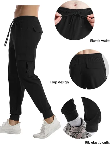 Vista 4 de Surenow Pantalones deportivos ligeros para hombre, de secado rápido, pantalones de senderismo para entrenamiento, pantalones deportivos para hombre