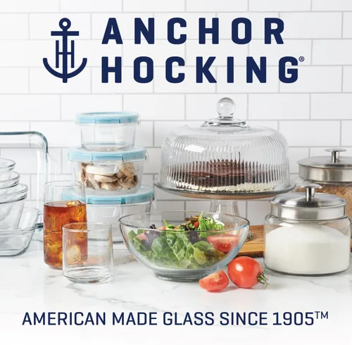 Vista 5 de Anchor Hocking Juego de tarros Coastal Blue Montana con tapas (2 piezas, 96 onzas, tapa de madera de acacia)