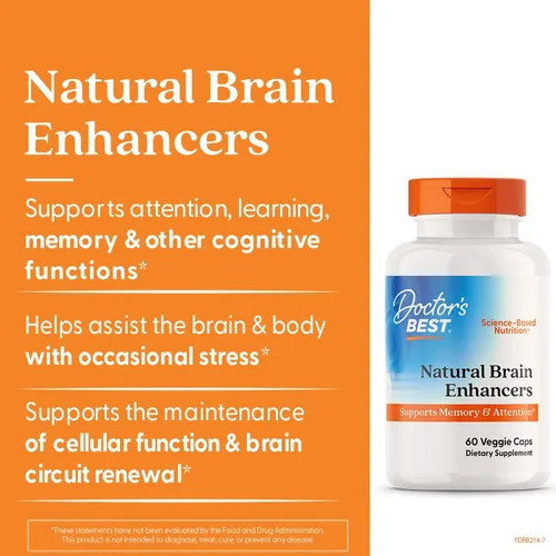 Vista 3 de Doctor's Best Natural Brain Enhancers - Suplemento de salud cerebral para apoyo de memoria y concentración, fosfatidilserina, alfa GPC y cápsulas