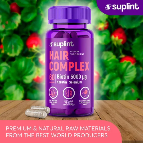 Vista 11 de Complejo vitamínico capilar con biotina 5000mcg, queratina, selen, zink Suplemento para el crecimiento del cabello con vitamina A, C, D, E, B12