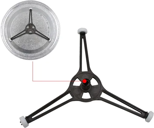 Vista 3 de Soporte para plato giratorio para microondas, anillo giratorio, brazo trípode, bandeja de juego de vidrio, soporte de guía de rodillo, se adapta a