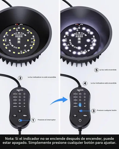 Vista 6 de Luz UVA UVB para reptiles, lámpara LED de reptiles con temporizador y Negro