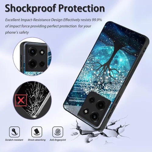 Vista 347 de Funda para Motorola Moto Edge 2022, cubierta trasera de vidrio templado con protector de pantalla, funda protectora a prueba de golpes para Motorola