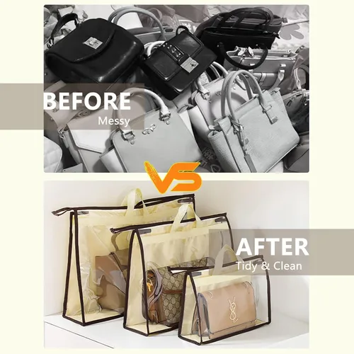 Vista 3 de CINPIUK Bolsas de almacenamiento transparentes para el armario, bolsa de almacenamiento colgante con cremallera para bolsos, XL, 2