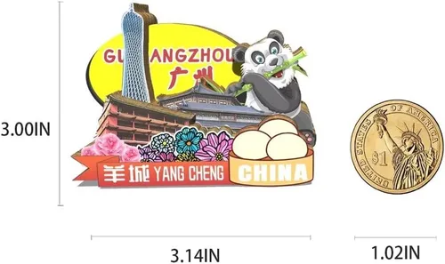 Vista 3 de China Guangzhou imán de nevera imán de madera 3D monumentos viajes coleccionables recuerdos decoración hecha a mano