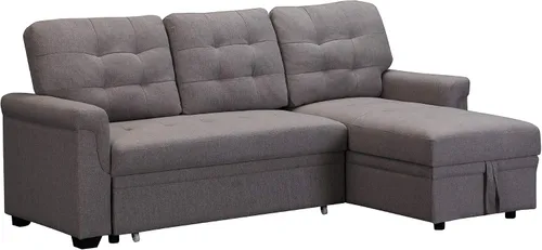 Vista 7 de Sofá modular modular de poliéster de 3 plazas, sofá modular reversible con almohada, sofá en forma de L, sofá convertible para sala de estar Beige