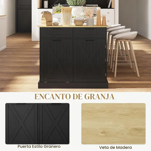 Vista 7 de HOMCOM Armario de basura inclinable, 10 galones, 2 cajones, casa de campo Negro