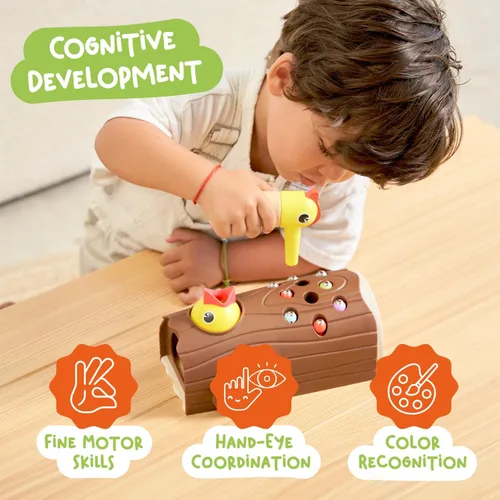 Vista 5 de Nene Toys Little Woodpecker - Juguete magnético Montessori para niños de 2 a 4 años - Juguete educativo para niños de 2 a 3 años - Juego