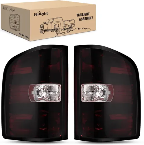 Vista 9 de Nilight Conjunto de faros para 2007 2008 2009 2010 2011 2012 2013 Silverado 1500 2007-2014 Silverado 2500HD 3500HD Faros de repuesto Carcasa negra
