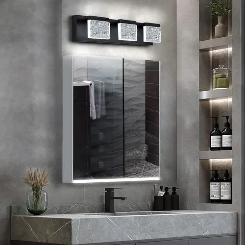 Vista 7 de EDISLIVE Moderna lámpara de tocador de baño de 21.7 pulgadas, 3 luces LED regulables para pared de baño, para sala de estar, dormitorio, 6000 K