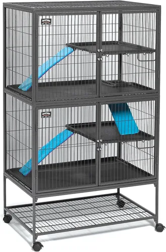 Vista 8 de Jaula para hurón MidWest Homes for Pets, modelo Deluxe Ferret Nation, Nación Hurón, Platino/Gris
