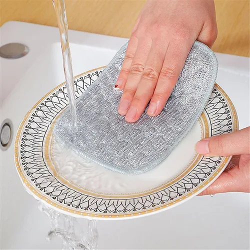 Vista 9 de Generic Trapos multiusos de alambre para lavar platos, 5 piezas, plata, paños de cocina casuales de 2 x 4 pulgadas