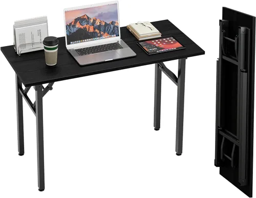 Vista 21 de TEMI Mesa de Computadora Pequeña Mesa Plegable - Escritorio de Oficina Plegable de 35.8", Sin Ensamblaje, Perfecto para Espacios Pequeños