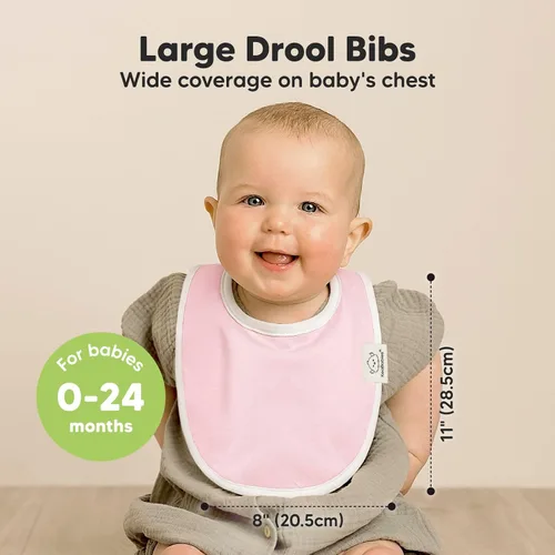 Vista 2 de KeaBabies Paquete de 8 baberos orgánicos para bebés para niñas y niños y paquete de 10 baberos bandana para bebé, baberos de dentición para niños