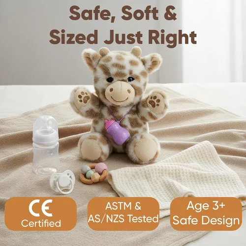 Vista 4 de Love By Emi Juguete de peluche de grabación interactiva para niños pequeños, presiona para grabar y jugar, reproducción de sonido activado por
