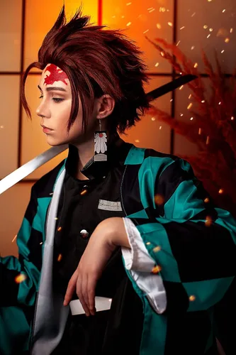 Vista 3 de CR ROLECOS - Disfraz de cosplay de anime Tanjirou, Zenitsu y Giyuu, traje estilo kimono