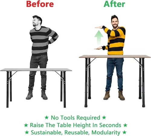 Vista 3 de Paquete de 4 extensores plegables de patas de mesa, elevadores de acero altamente duraderos, extensiones de patas de mesa para patas rectas