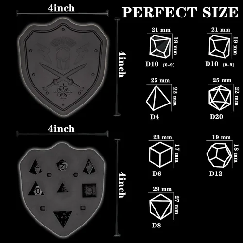 Vista 2 de DND - Molde de dados para fundición de resina, moldes de dados de silicona D&D de borde afilado con kit de fabricación de dados, moldes de dados DND