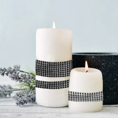 Vista 6 de BTSD-home Rollo de cinta de diamantes de imitación de 20 yardas, 2 rollos, para pasteles de boda, decoraciones de cumpleaños, eventos de baby Negro