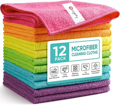 Vista 16 de Orighty Paño de Limpieza de Microfibra Negro, Paquete de 150 Unidades de Suministros de Limpieza Altamente Absorbentes, Trapos de Limpieza de Cocina