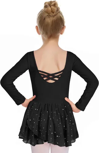 Vista 24 de Arshiner Vestido de ballet clásico de manga larga para niñas Negro
