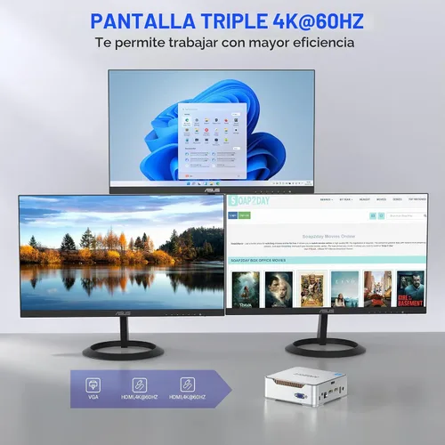 Vista 6 de KAMRUI GK3Plus Mini PC Alder Lake N95(hasta 3.4GHz) 16GB RAM 1TB M.2 SSD