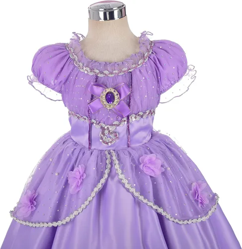 Vista 4 de Lito Angels Disfraz de princesa para niña, vestido de fiesta morado con accesorios