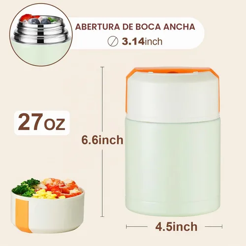 Vista 5 de PARACITY Tarro de sopa para alimentos calientes para adultos, 27 onzas, acero inoxidable 316