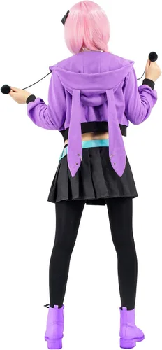 Vista 3 de C-ZOFEK Disfraz de cosplay de Fate Astolfo para mujer disfraz de anime morado con cinturón y tocado fiesta de Halloween FGO Rider