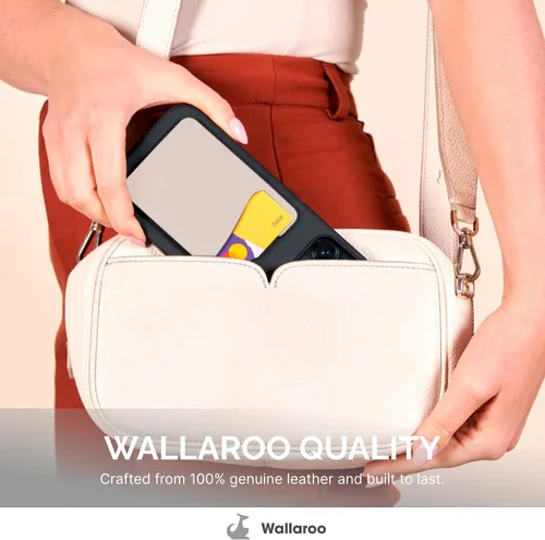 Vista 2 de Wallaroo Premium - Tarjetero adhesivo de cuero para teléfono celular - Para Android e iPhone - Para mujeres y hombres - Resistente con forro