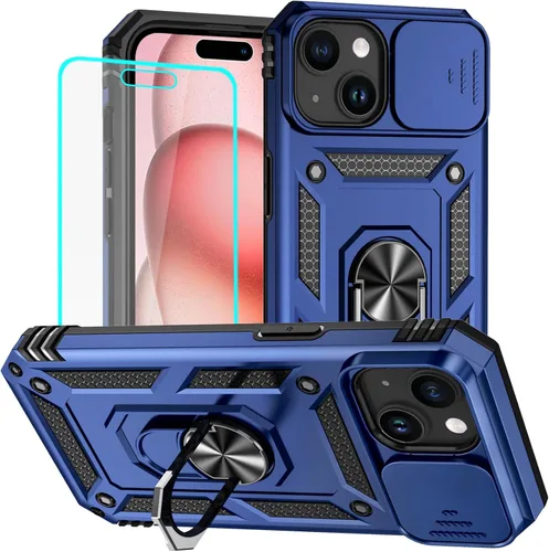 Vista 11 de HNHYGETE Funda para iPhone 12 Pro Max con protector de pantalla: [grado militar de 20 pies probada en caídas] Funda protectora para cámara Negro
