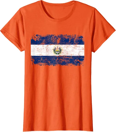 Vista 47 de EL SALVADOR Bandera Vintage Hombres Mujeres Niños Camiseta EL SALVADOR