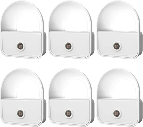 Vista 11 de Paquete de 6 luces nocturnas enchufables, luces nocturnas LED inteligentes con sensor de atardecer a amanecer, luces nocturnas enchufables
