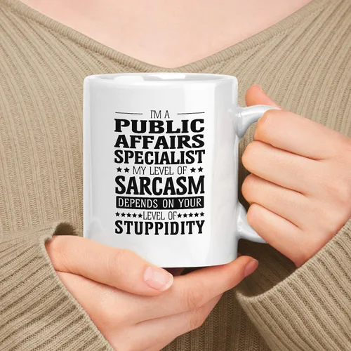 Vista 44 de Taza de cerámica blanca de regalo para Armed Guard de 11 oz y 15 oz - Mi nivel de sarcasmo depende de tu nivel