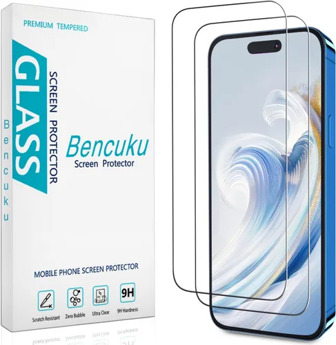 Vista 9 de (2 unidades) Protector de pantalla para iPhone 15 de vidrio templado de 6.1 pulgadas, fácil de instalar, sin burbujas, dureza 9H