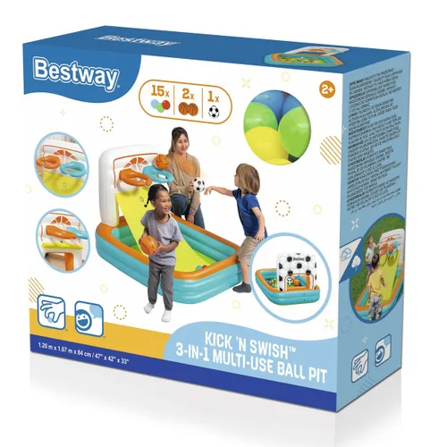 Vista 6 de Bestway Piscina Hinchable Infantil Juegos Canastas con Pelotas y Bolas 120x107x84 cm +2 Años Jardin 52728