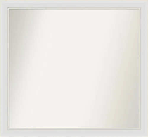 Vista 213 de Amanti Art Espejo de baño blanco para sobre el fregadero, 24 x 26 pulgadas, espejo rectangular blanco y blanco, marco de madera contemporáneo