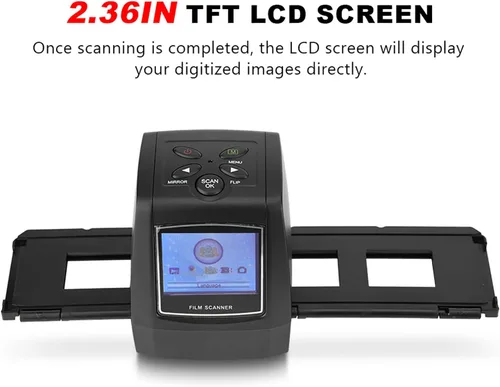 Vista 3 de Visor de diapositivas de escáner de películas, convierte 135 películas/diapositivas/negativos a fotos JPG digitales, compatible con tarjeta MMC