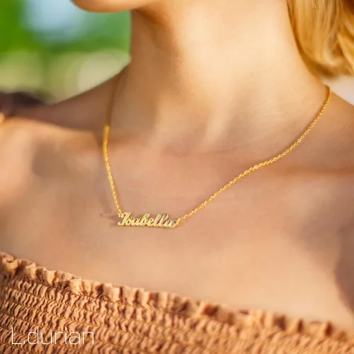 Vista 2 de Ldurian Valentine's Day Gifts Name Necklace Name Pendant Necklace Christmas Gifts 14K Gold Dainty Name Plate Necklaces Birthday Jewelry Gift for
