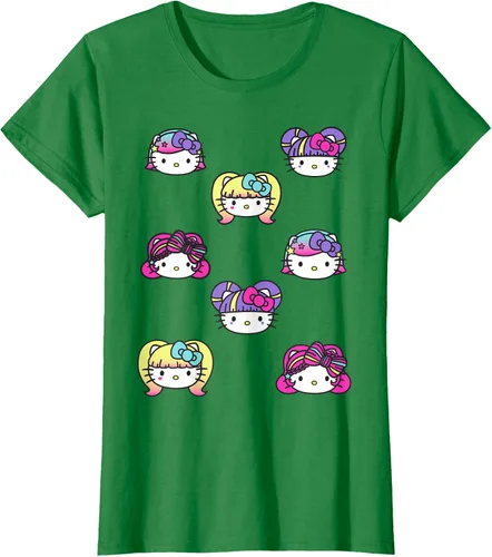 Vista 39 de hello kitty Kawaii Multi peinado Tee, Azul (Heather blue)