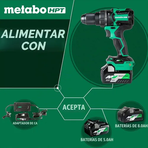 Vista 3 de Metabo HPT Kit de taladro de martillo inalámbrico MultiVolt™ de 36 V sin escobillas de 1/2 pulgada, kit de taladro eléctrico con baterías Metabo